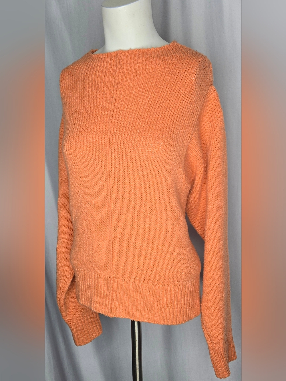 Nordstrom‎ Leith Apricot Orange Shaker Knit Oversized Boatneck Sweater S NWOT